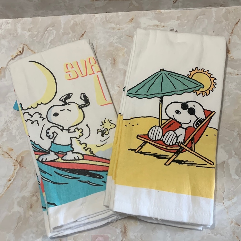 Peanuts: set of two summer time kitchen tea towels